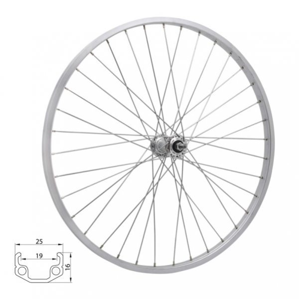 kolo zapletenÃ© 28" 622-19 zadnÃ­  36 dÄ›r stÅ™Ã­brnÃ© Union/CnSpoke