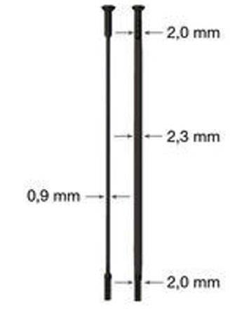 drát nerez Sapim CX Ray 2-2,3/0,9-2 x 282mm přímý černý