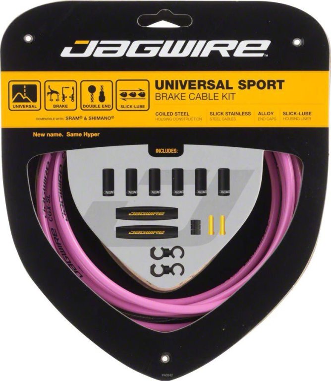 sada lanko+bowden Jagwire Sport Brake Kit růžová
