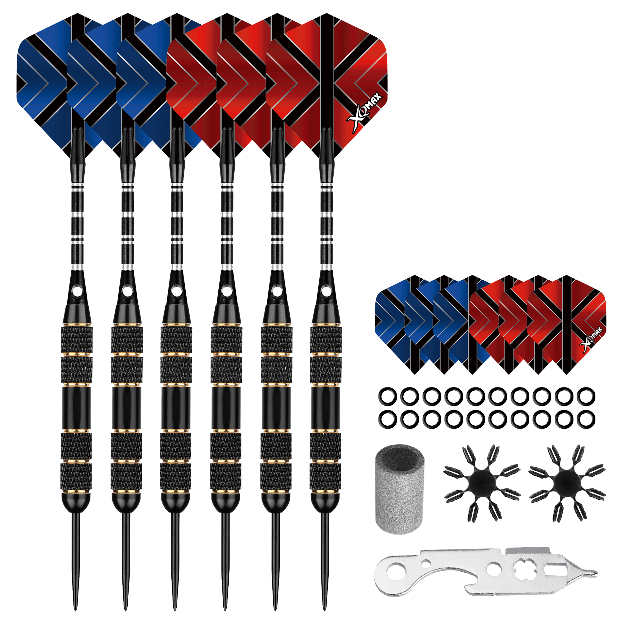 Sada XQMax SET šipky 6x22 g Steel + příslušenství