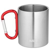 Kempingový hrnek NILS Camp NC17110 s karabinou 300ml červený