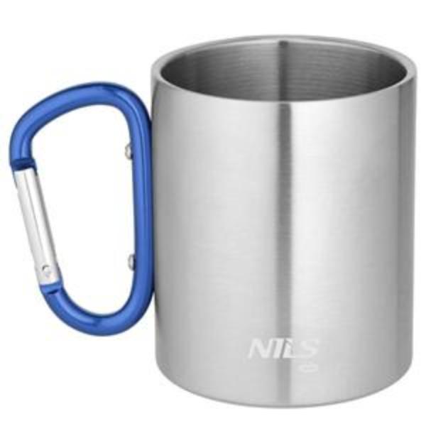 Kempingový hrnek NILS Camp NC17110 s karabinou 300ml modrý