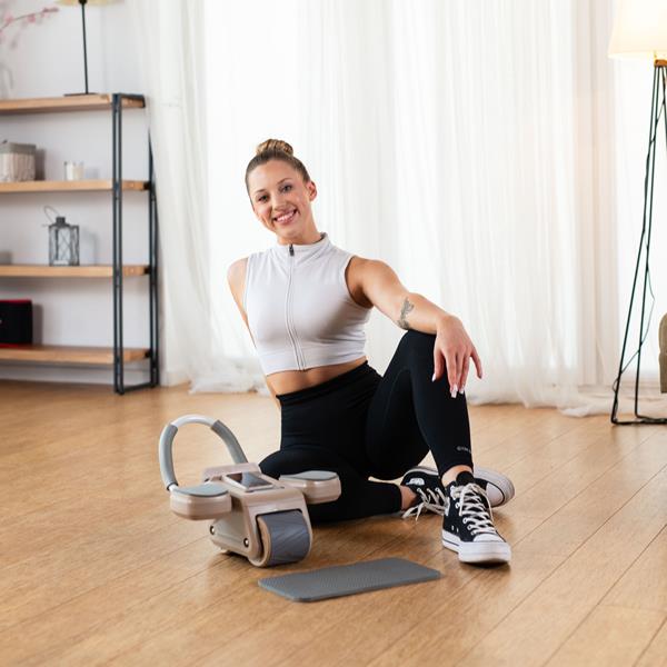 Posilovací válec na břicho HMS KA08 hnědý s automatickým odskokem 3