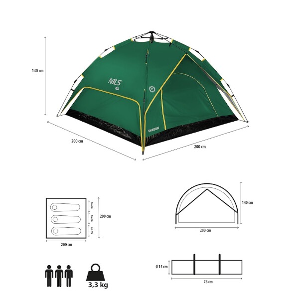 Automatický stan NILS Camp NC7819 2v1 zelený 8