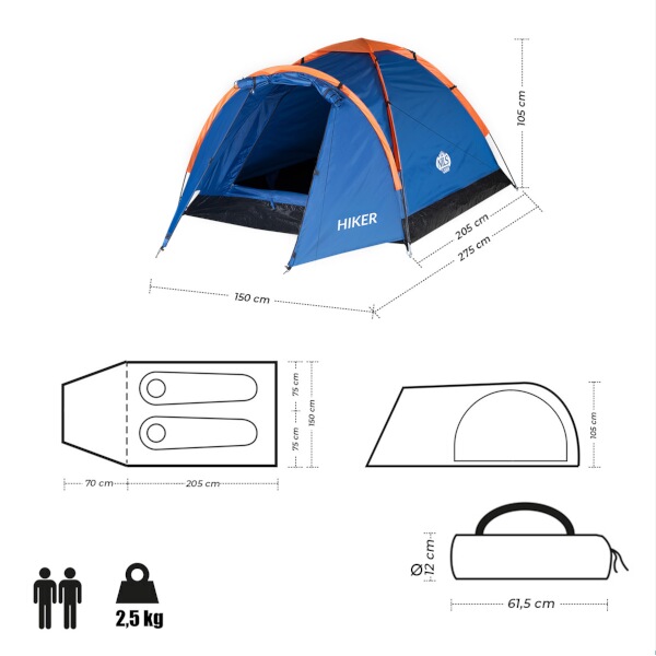 Turistický stan NILS Camp NC6010 Hiker modrý 9