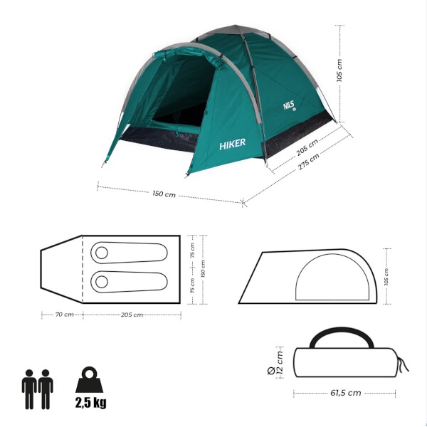 Turistický stan NILS Camp NC6010 Hiker zelený 8