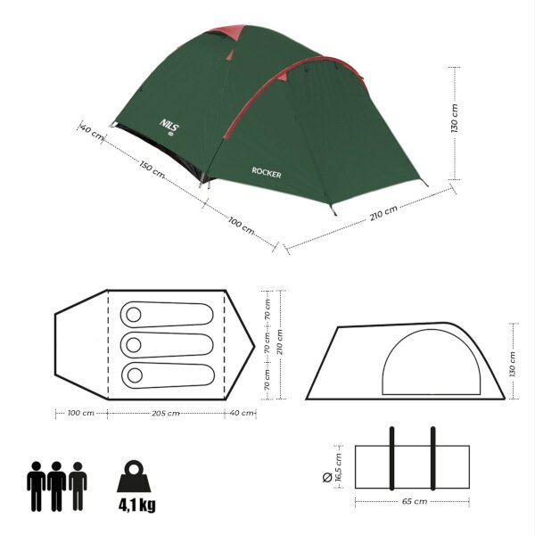Turistický stan NILS Camp NC6013 Rocker zelený 9