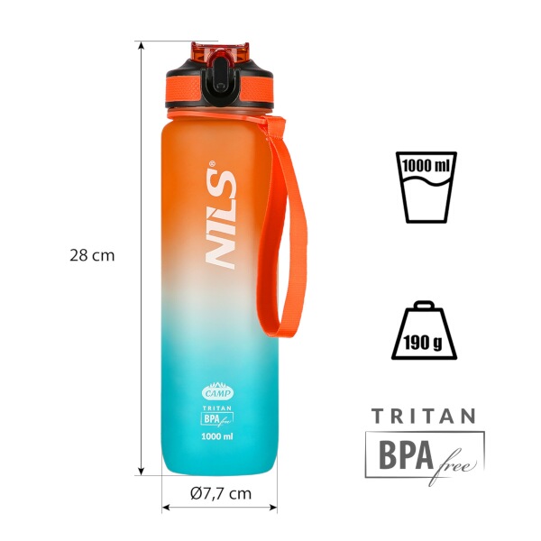 Tritanová láhev na pití NILS Camp NCD68 1000 ml oranžovo-modrá 9