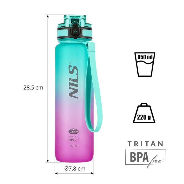 Tritanová láhev na pití NILS Camp NCD04 950 ml zeleno-růžová 9