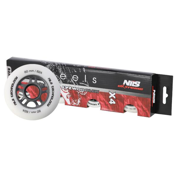 Matná kolečka NILS Extreme PU 80x24 82A, bílá, 4 ks 4