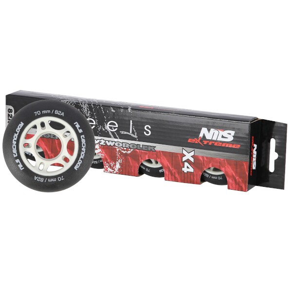 Matná kolečka NILS Extreme PU 70x24 82A, černá, 4 ks 4
