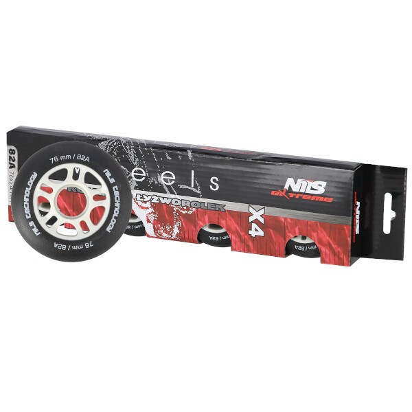Matná kolečka NILS Extreme PU 76x24 82A, černá, 4 ks 4