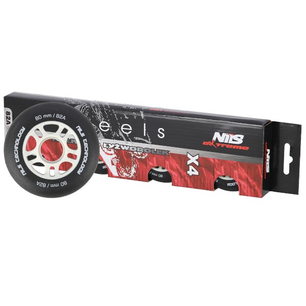 Matná kolečka NILS Extreme PU 80x24 82A, černá, 4 ks 4
