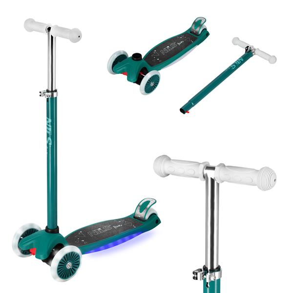 Dětská tříkolová koloběžka NILS Fun HLB1310 s LED zelená 2