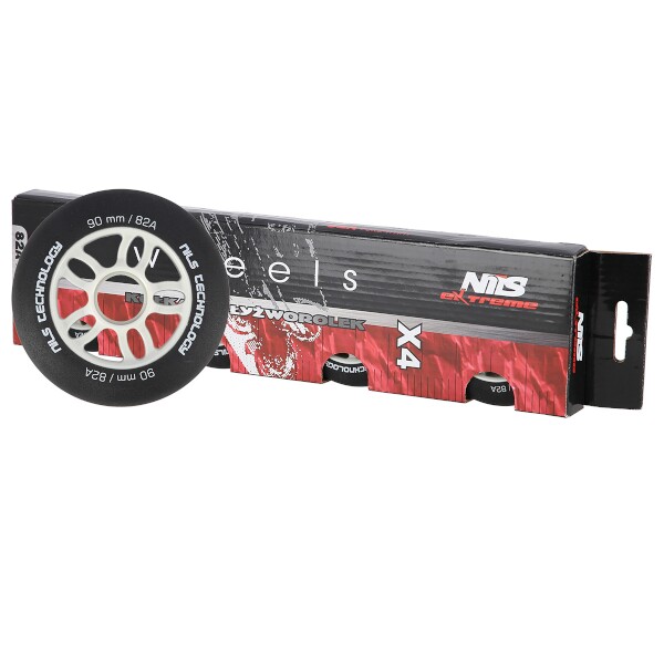 Matná kolečka NILS Extreme PU 90x24 82A, černá, 4 ks 4