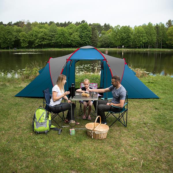 Rodinný stan NILS Camp NC6431 Highland IV modrý/světle šedý 17