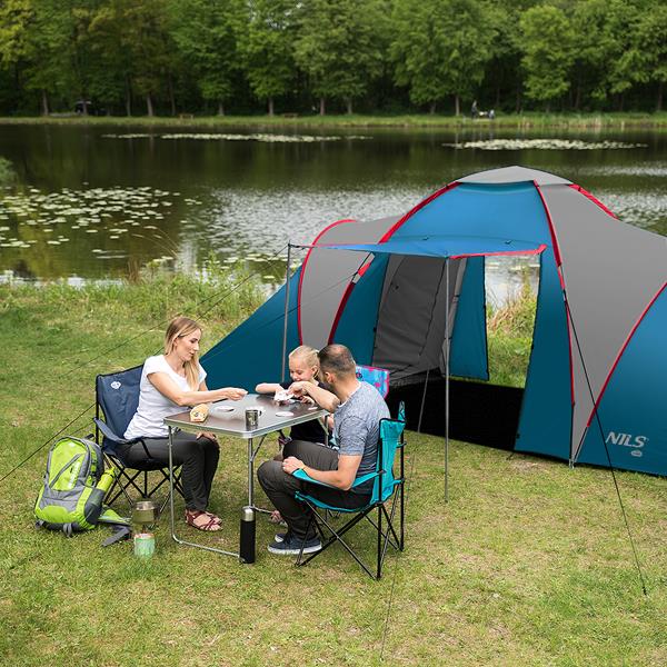 Rodinný stan NILS Camp NC6431 Highland IV modrý/světle šedý 18