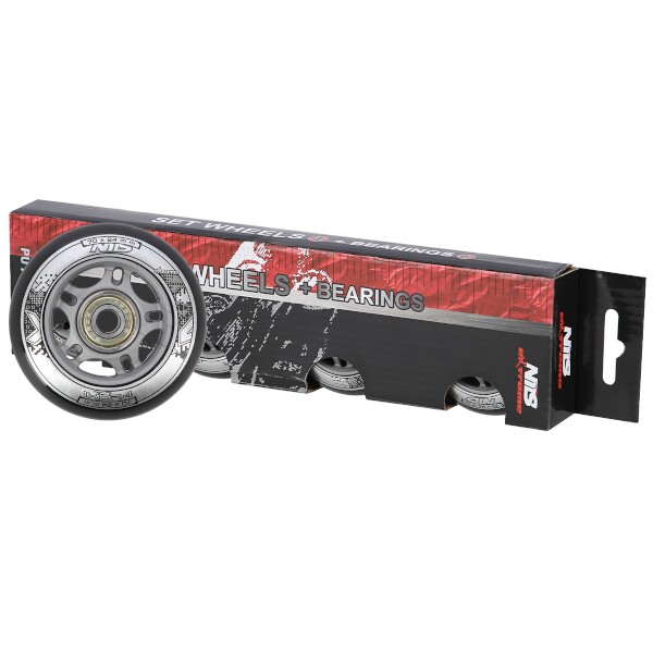 Sestava černých PU koleček 70x24 + ložiska ABEC9 NILS EXTREME 4