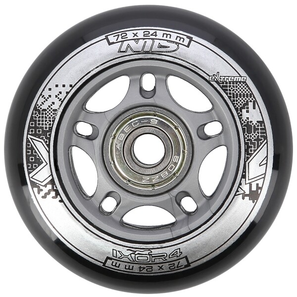 Sestava černých PU koleček 72x24 + ložiska ABEC9 NILS EXTREME 3