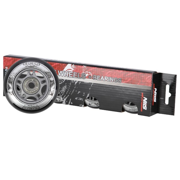 Sestava černých PU koleček 72x24 + ložiska ABEC9 NILS EXTREME 4