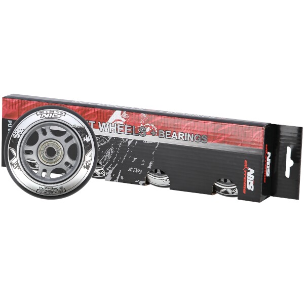 Sestava černých PU koleček 76x24 + ložiska ABEC9 NILS EXTREME 4