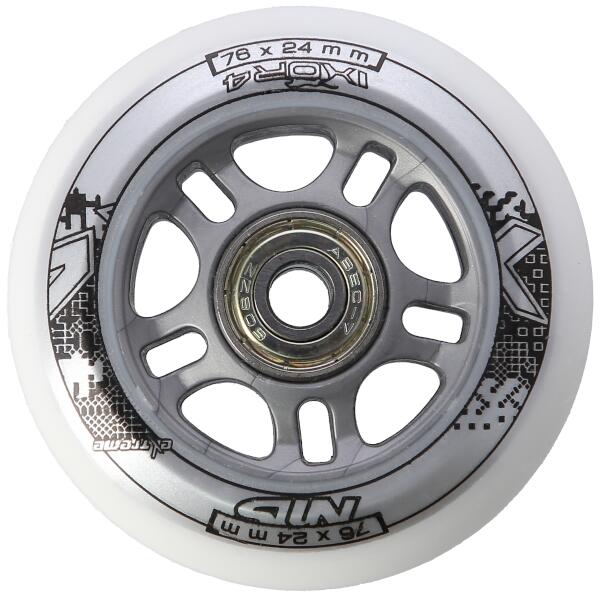 Sestava bílých PU koleček 76x24 + ložiska ABEC7 NILS EXTREME 3