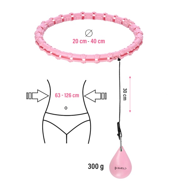Masážní hula hoop HMS HHW11 PLUS SIZE se závažím růžová 8