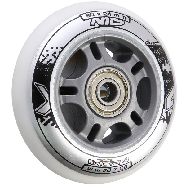 Sestava bílých PU koleček 80x24 + ložiska ABEC7 NILS EXTREME 2