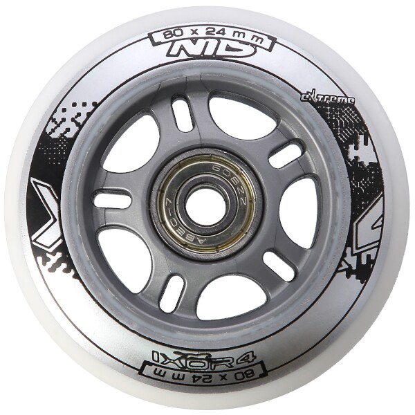 Sestava bílých PU koleček 80x24 + ložiska ABEC7 NILS EXTREME 3