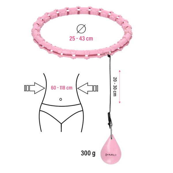 Masážní hula hoop HMS HHW02 se závažím růžová 8