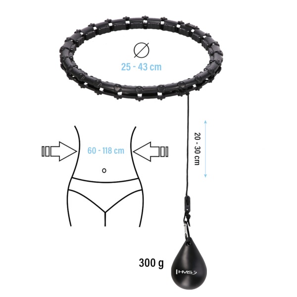 Sada masážní hula hoop HMS HHW02 se závažím a zeštíhlujícího pásu BR163 černá 8
