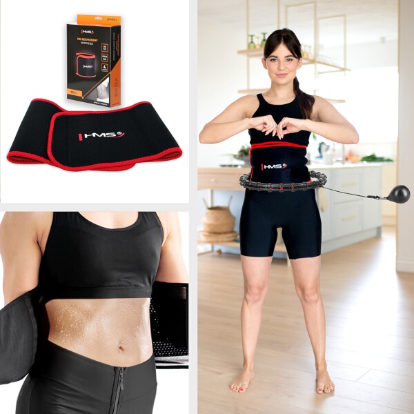 Sada masážní hula hoop HMS HHW02 se závažím a zeštíhlujícího pásu BR163 černá 9