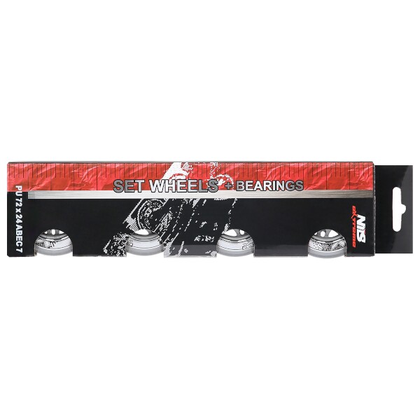 Sestava čirých PU koleček 72x24 + ložiska ABEC7 NILS EXTREME 5