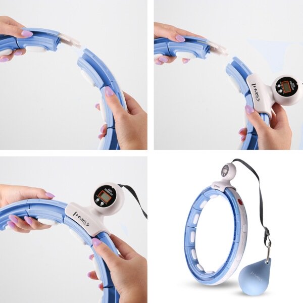 Sada masážní hula hoop HMS HHM15 modrá se závažím, magnety a počítadlem a zeštíhlujícího pásu BR163 PLUS SIZE 6