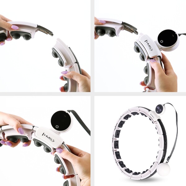 Sada masážní hula hoop HMS HHM16 bílá se závažím, magnety a počítadlem a zeštíhlujícího pásu BR163 PLUS SIZE 7