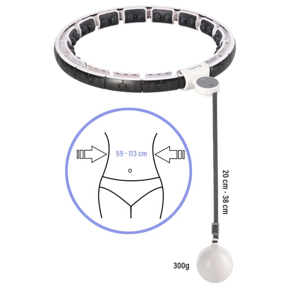 Sada masážní hula hoop HMS HHM16 bílá se závažím, magnety a počítadlem a zeštíhlujícího pásu BR163 PLUS SIZE 8