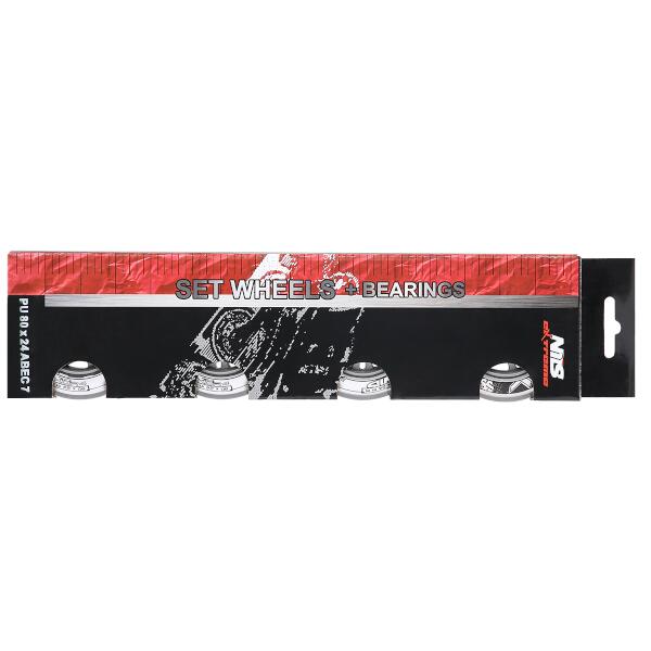 Sestava čirých PU koleček 80x24 + ložiska ABEC7 NILS EXTREME 5