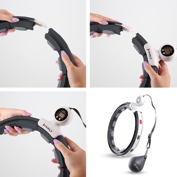 Sada masážní hula hoop HMS HHM15 černá se závažím, magnety a počítadlem a zeštíhlujícího pásu BR163 7