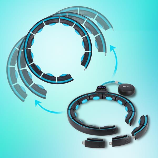 Sada masážní hula hoop se závažím HHM17 a zeštíhlujícího pásu BR163 černá/tyrkysová 5