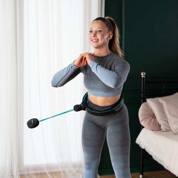 Sada masážní hula hoop se závažím HHM17 a zeštíhlujícího pásu BR163 černá/tyrkysová 6