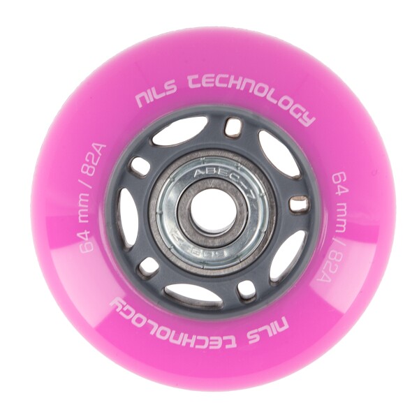 PU kolečka s ložisky NILS EXTREME 64x24mm ABEC 7 růžové 2