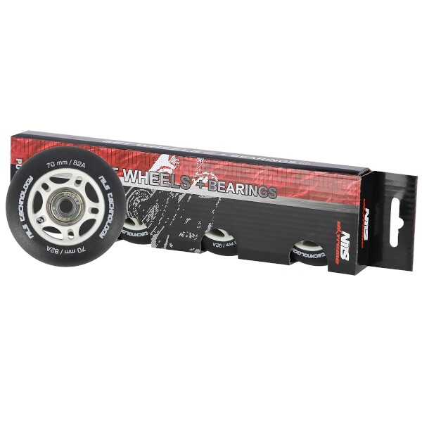 Matná kolečka NILS Extreme PU 70x24 82A s ložisky ABEC 9, černá, 4 ks 4