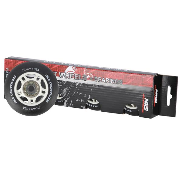 Matná kolečka NILS Extreme PU 72x24 82A s ložisky ABEC 9, černá, 4 ks 4
