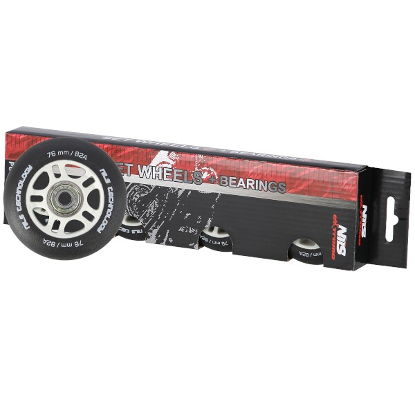 Matná kolečka NILS Extreme PU 76x24 82A s ložisky ABEC 9, černá, 4 ks 4