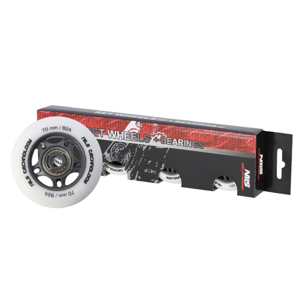 Matná kolečka NILS Extreme PU 70x24 82A s ložisky ABEC 9, bílá, 4 ks 4