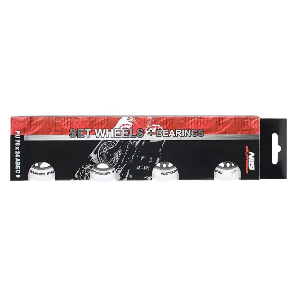 Matná kolečka NILS Extreme PU 70x24 82A s ložisky ABEC 9, bílá, 4 ks 5