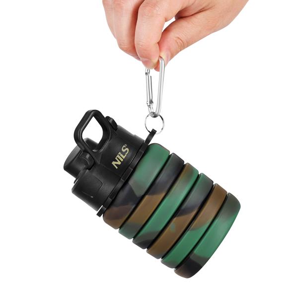 Skládací silikonová láhev NILS Camp NC4106 500ml zelená 3