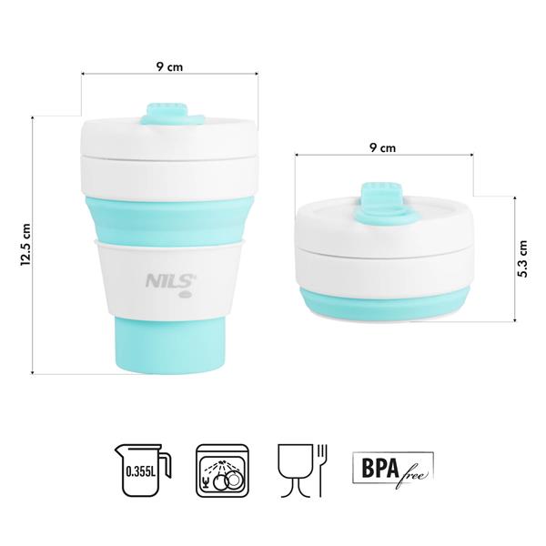 Skládací silikonový hrnek NILS Camp NC4103 355ml mátový 3