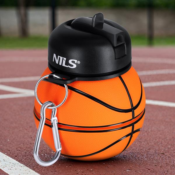 Skládací silikonová láhev NILS Camp NC4104 550ml basketbal 2