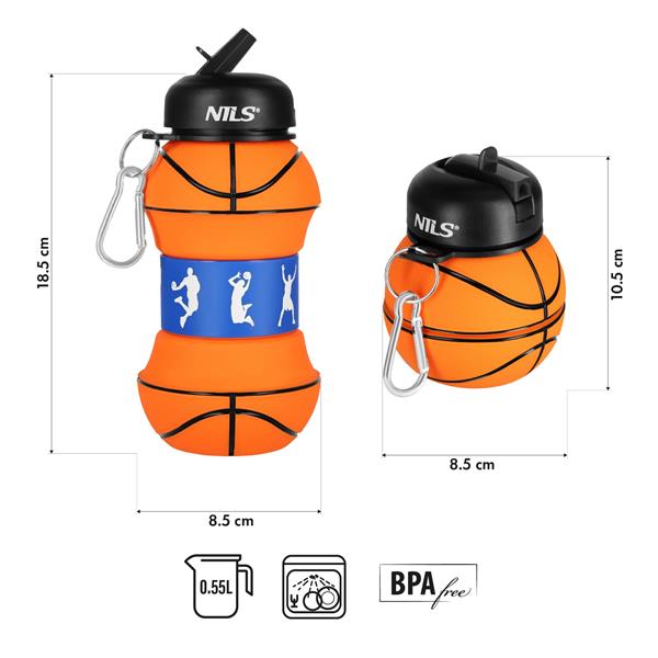 Skládací silikonová láhev NILS Camp NC4104 550ml basketbal 4